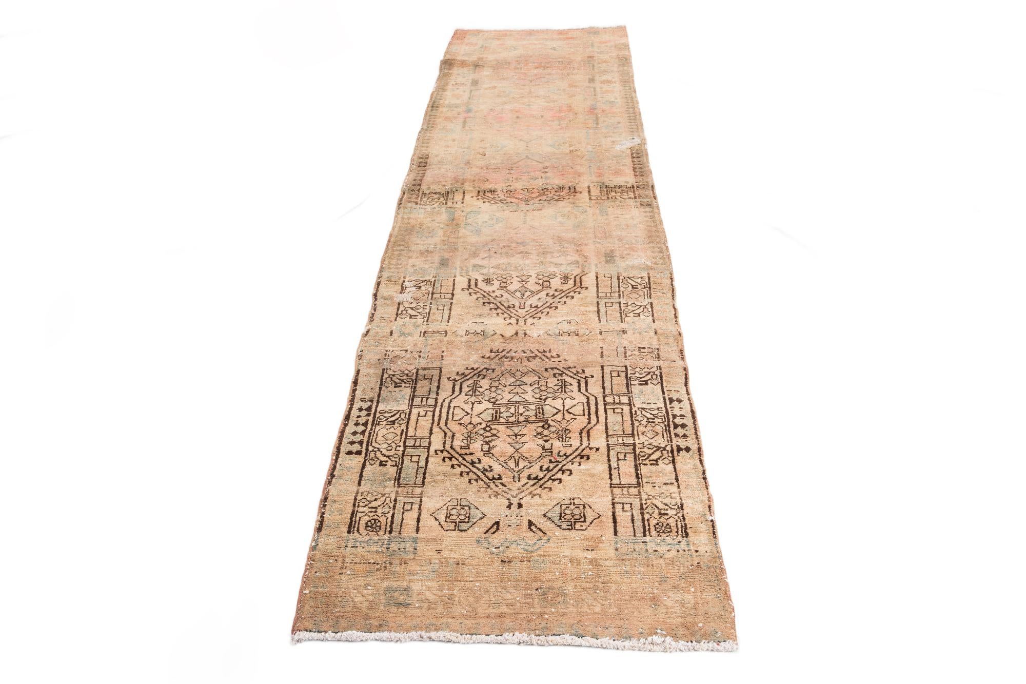 3' x 10' Hand Knotted Ultra Vintage Persian Wool Runner Rug