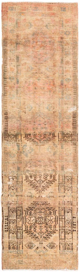 Detail image of 3' x 10' Hand Knotted Ultra Vintage Persian Wool Runner Rug