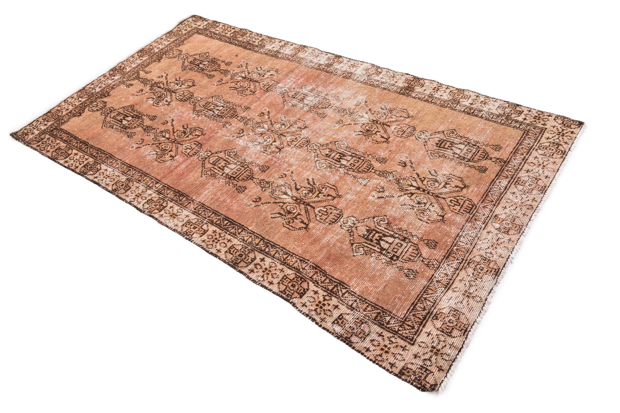 3' 8 x 6' 5 Hand Knotted Ultra Vintage Persian Wool Runner Rug