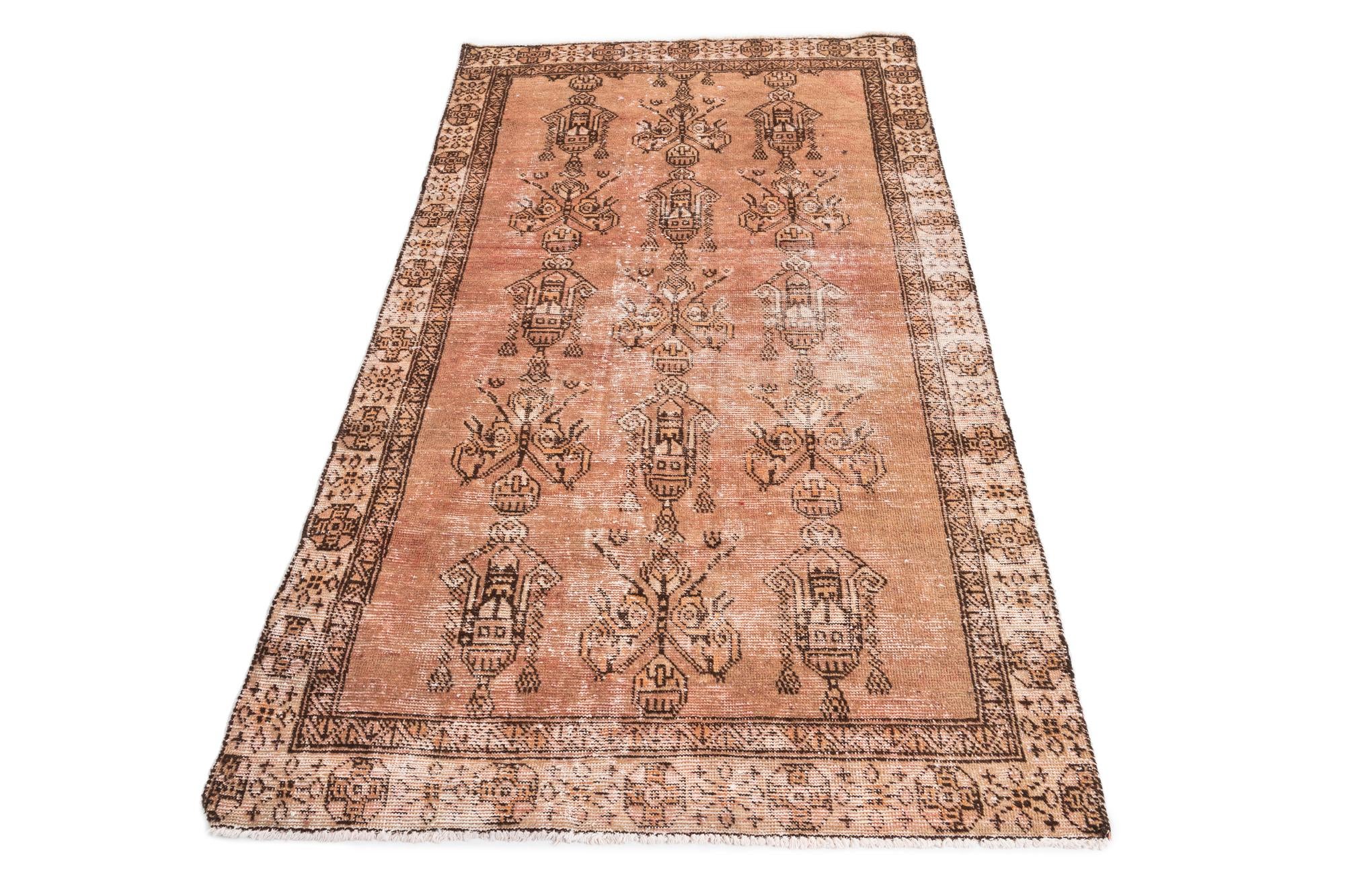 3' 8 x 6' 5 Hand Knotted Ultra Vintage Persian Wool Runner Rug