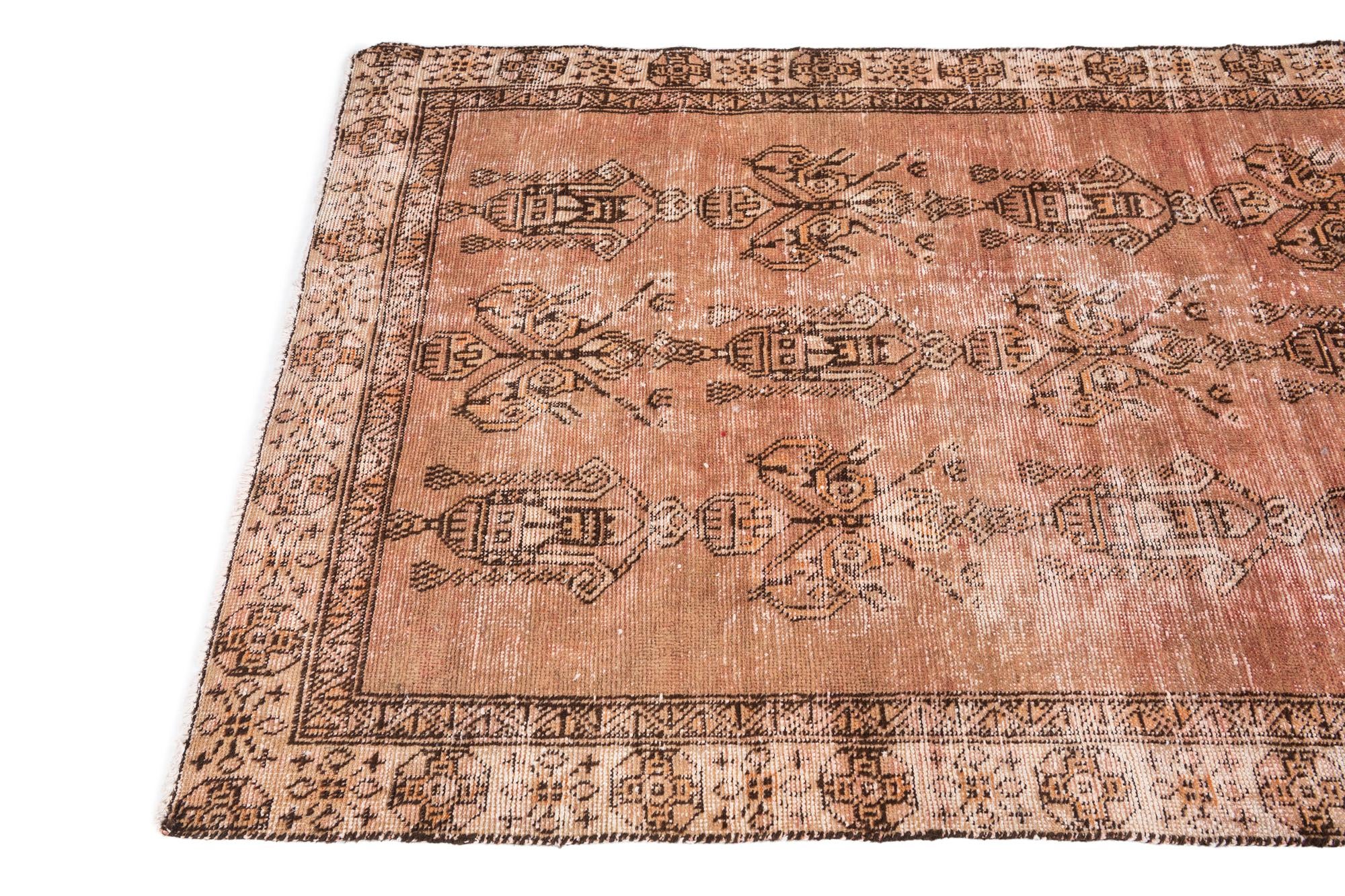 3' 8 x 6' 5 Hand Knotted Ultra Vintage Persian Wool Runner Rug