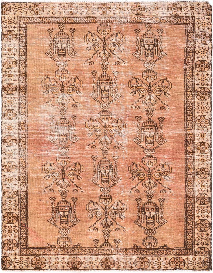 Detail image of 3' 8 x 6' 5 Hand Knotted Ultra Vintage Persian Wool Runner Rug