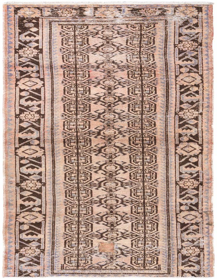Detail image of 3' 10 x 10' Hand Knotted Ultra Vintage Persian Wool Runner Rug