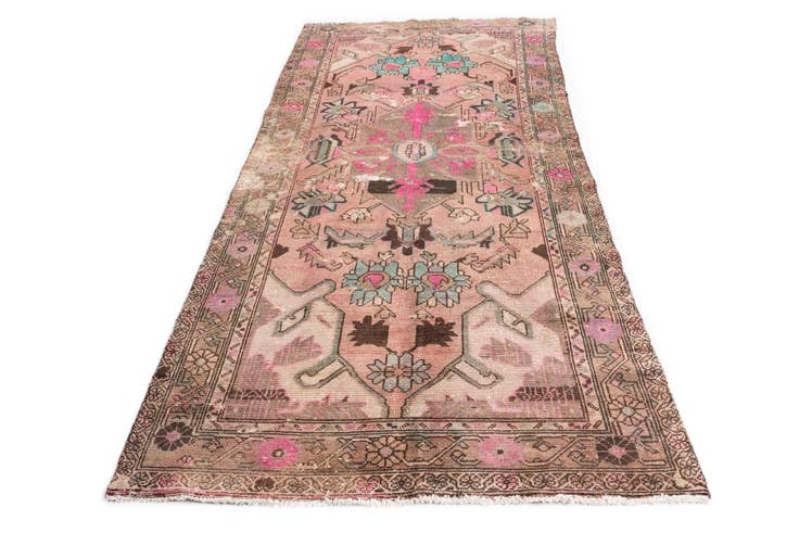 Detail image of 4' 10 x 9' 10 Hand Knotted Ultra Vintage Persian Wool Runner Rug