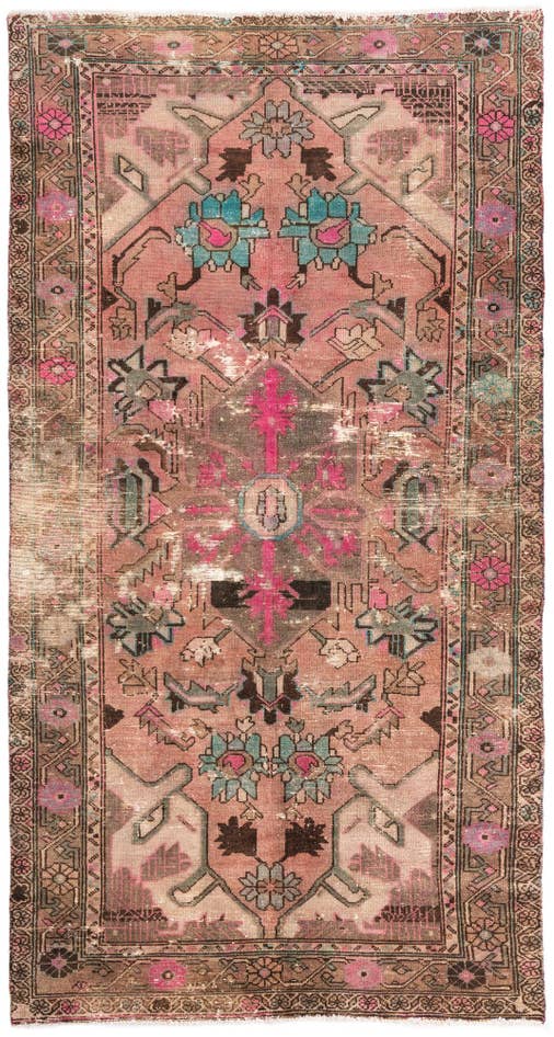 Detail image of 4' 10 x 9' 10 Hand Knotted Ultra Vintage Persian Wool Runner Rug
