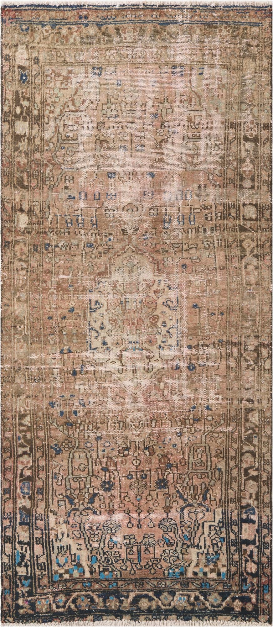 3' 3 x 7' 2  Hand Knotted Ultra Vintage Persian Wool Runner Rug