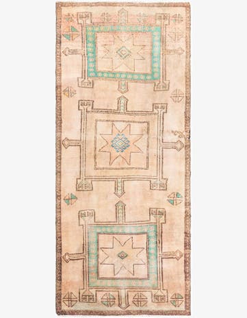 3' 8 x 8' 6 Hand Knotted Ultra Vintage Persian Wool Runner Rug