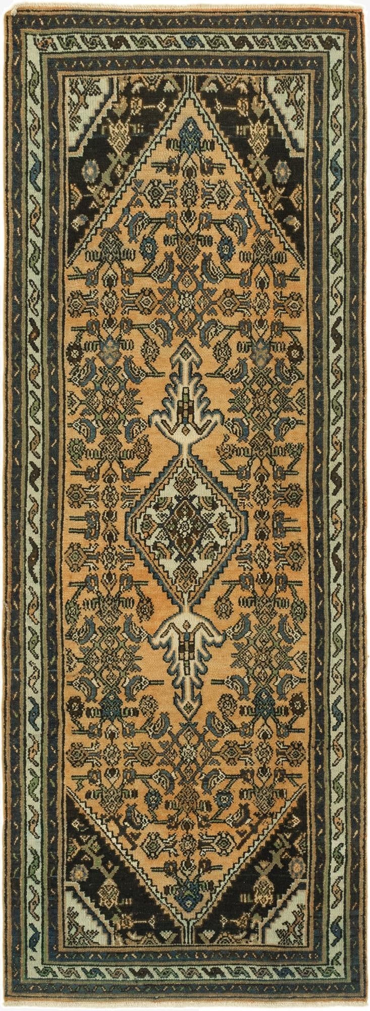 3' 6 x 9' 9  Hand Knotted Ultra Vintage Persian Wool Runner Rug