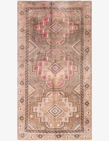3' 4 x 6' 4 Hand Knotted Ultra Vintage Persian Wool Runner Rug