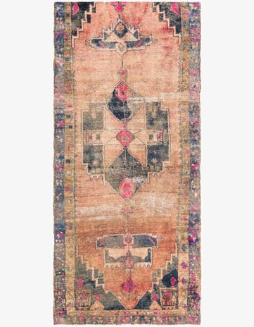 4' 4 x 9' 9 Hand Knotted Ultra Vintage Persian Wool Runner Rug