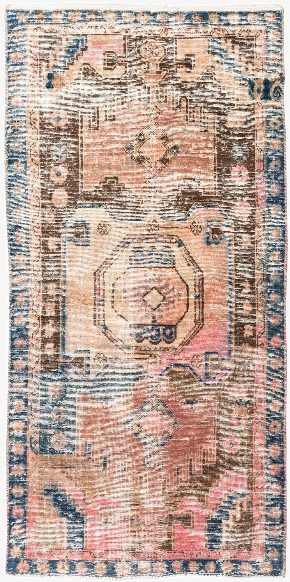 3' 3 x 6' 10  Hand Knotted Ultra Vintage Persian Wool Runner Rug