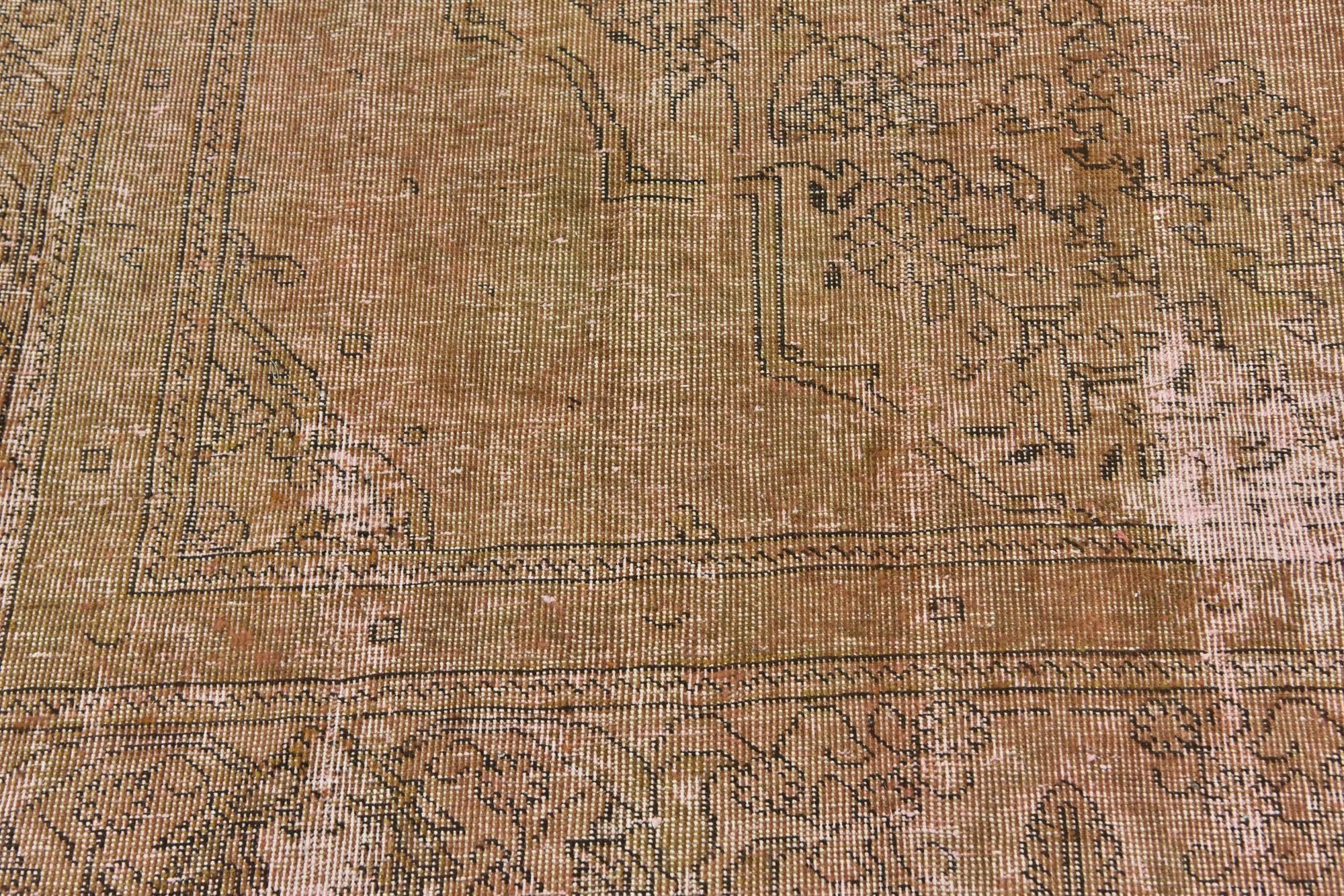 4' 7 x 4' 10 Hand Knotted Ultra Vintage Persian Wool Square Rug