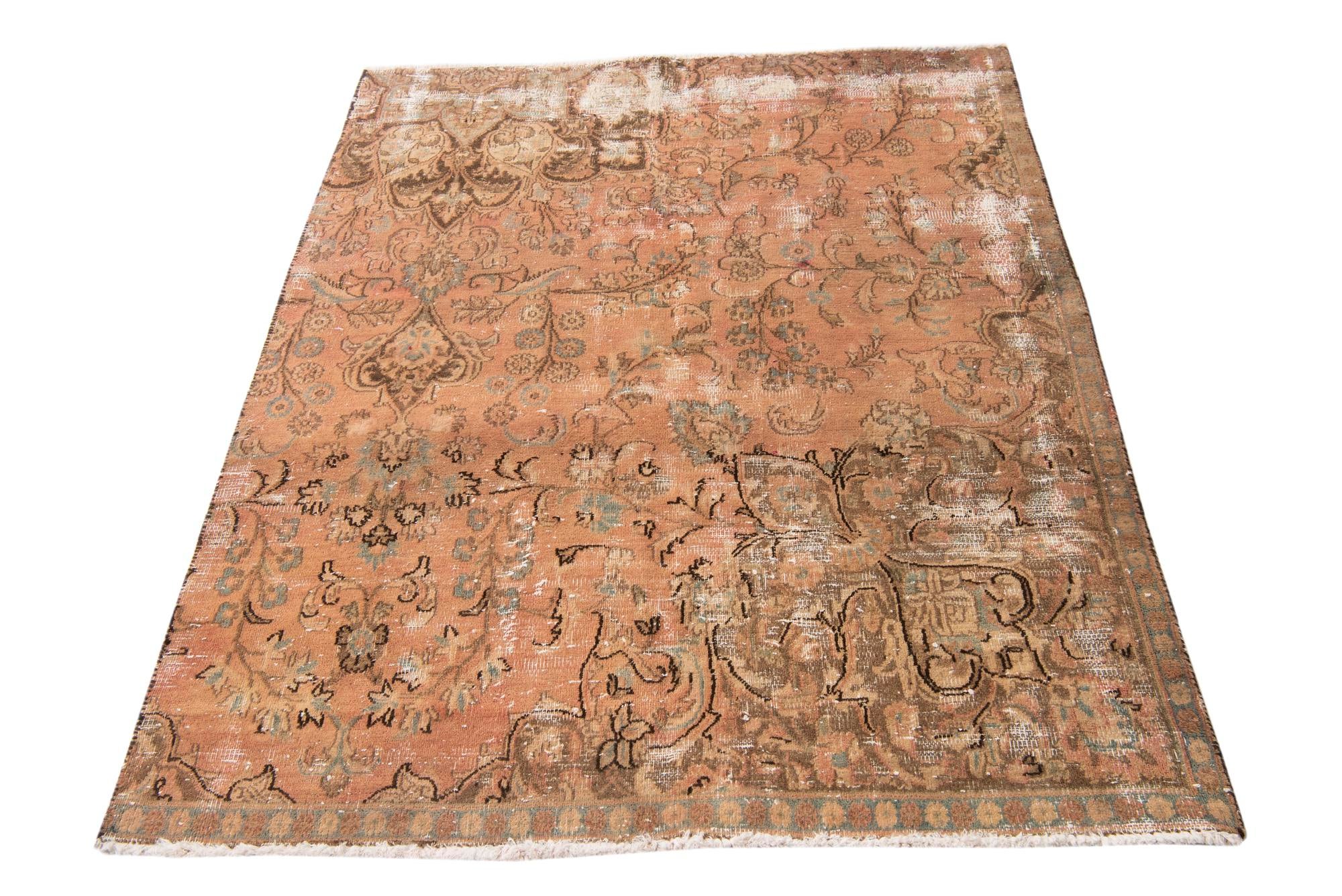 4' 3 x 5' 3 Hand Knotted Ultra Vintage Persian Wool Square Rug