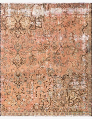 4' 3 x 5' 3 Hand Knotted Ultra Vintage Persian Wool Square Rug
