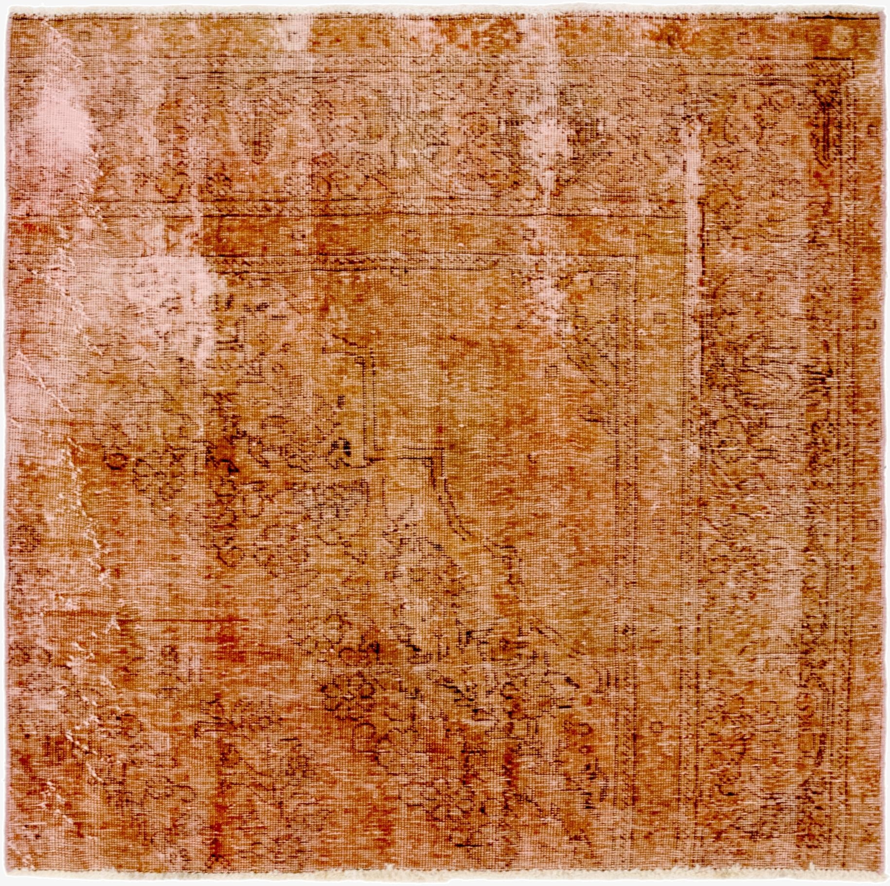 4' 7 x 4' 10  Hand Knotted Ultra Vintage Persian Wool Square Rug