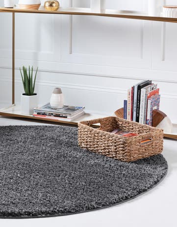 8' x 8' Soft Solid Shag Round Rug