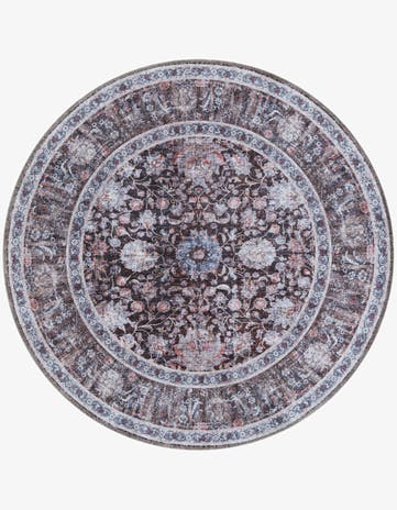 Pecan Brown Washable Yara Round Rug