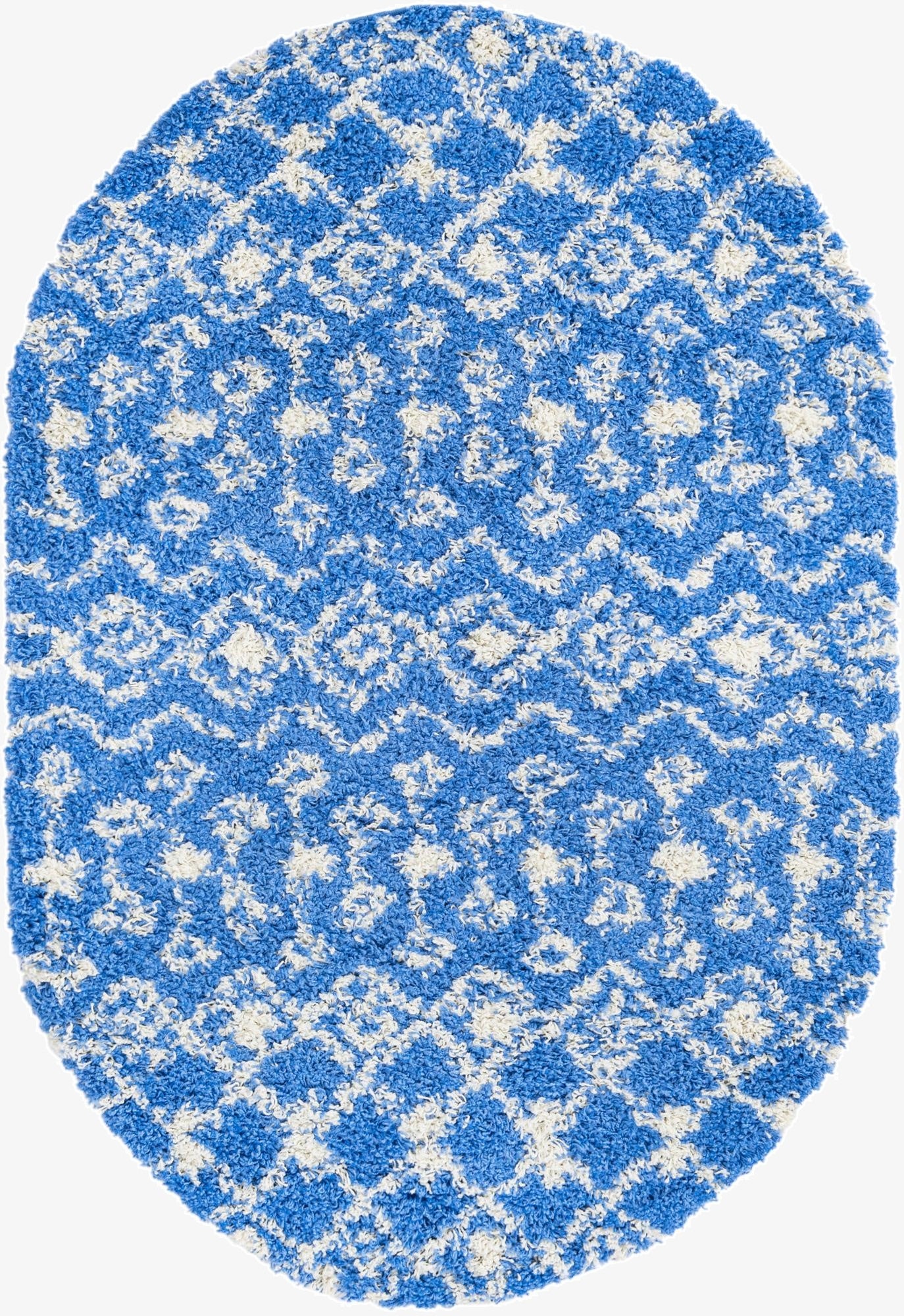 122cm x 183cm Moroccan Trellis Shag Oval Rug