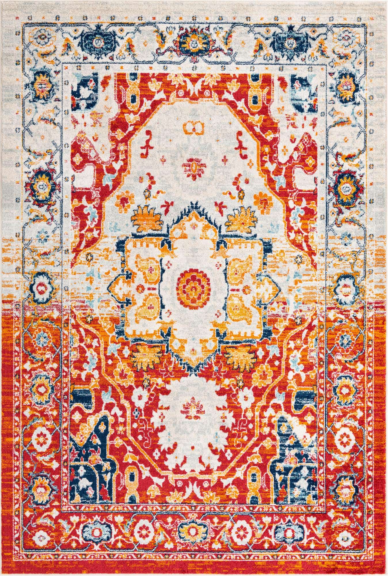 6' x 9' Pierce · Medallion rug, rust and navy