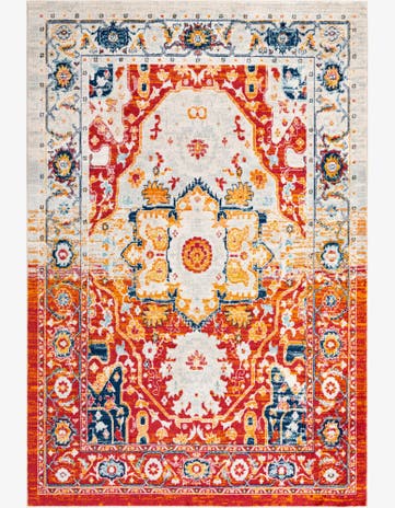 6' x 9' Pierce · Medallion rug, rust and navy