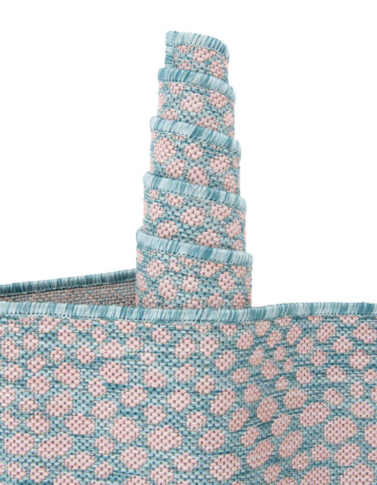 Detail image of Custom Pink and Aqua  Washable Jill Zarin Indoor / Outdoor Rug