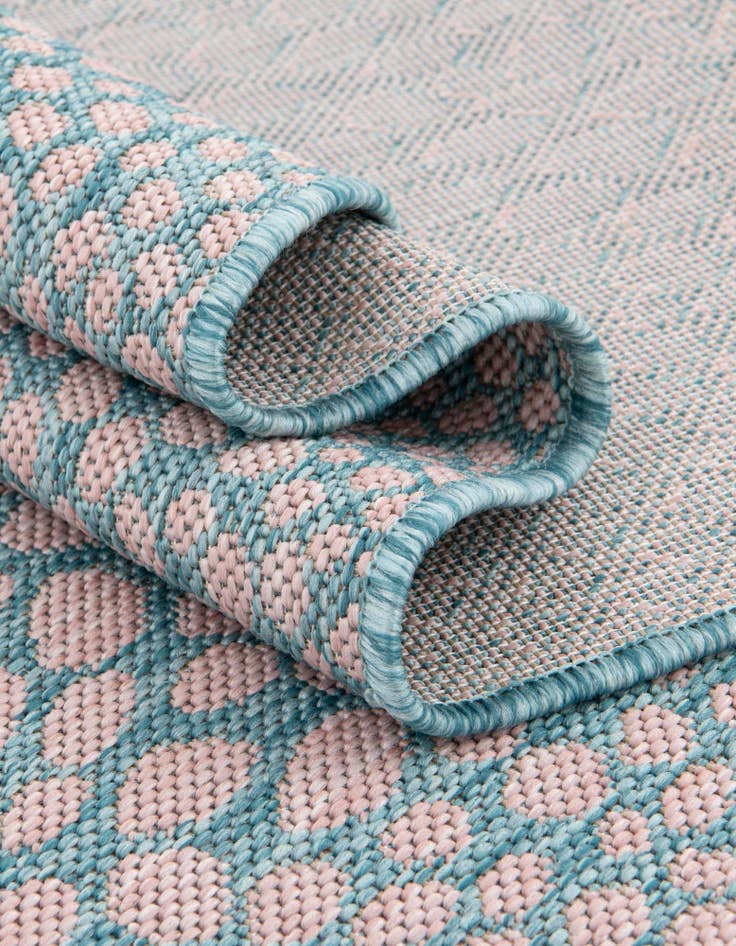 Detail image of Custom Pink and Aqua  Washable Jill Zarin Indoor / Outdoor Rug