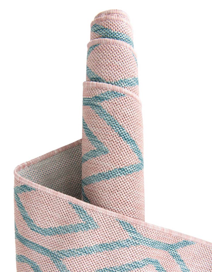 Detail image of Custom Pink and Aqua Easy-Clean Jill Zarin Indoor / Outdoor Rug