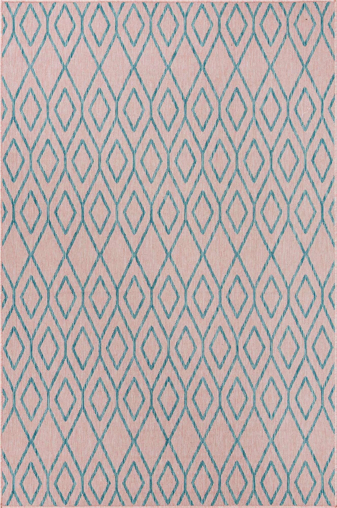 Custom Pink and Aqua Easy-Clean Jill Zarin Indoor / Outdoor Rug