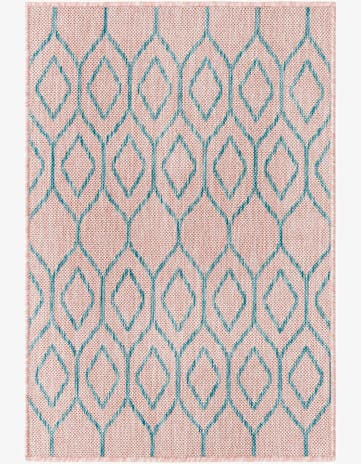 Pink and Aqua Easy-Clean Jill Zarin Turks and Caicos Indoor / Outdoor Rug