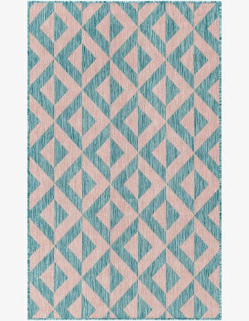 Pink and Aqua Easy-Clean Jill Zarin Napa Indoor / Outdoor Rug