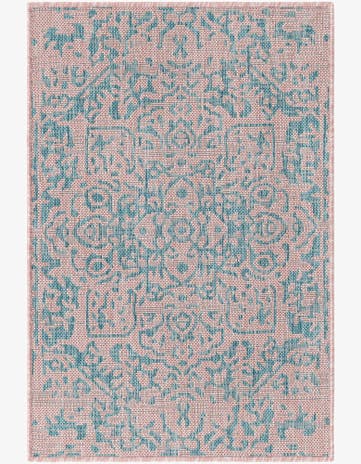 Pink and Aqua Easy-Clean Jill Zarin Dubai Indoor / Outdoor Rug