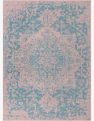 Pink and Aqua Easy-Clean Jill Zarin Dubai Indoor / Outdoor Rug