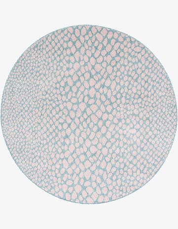 Pink and Aqua Easy-Clean Jill Zarin Cape Town Indoor / Outdoor Round Rug
