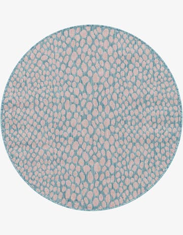 Pink and Aqua Easy-Clean Jill Zarin Cape Town Indoor / Outdoor Round Rug