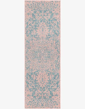 Pink and Aqua Easy-Clean Jill Zarin Dubai Indoor / Outdoor Runner Rug