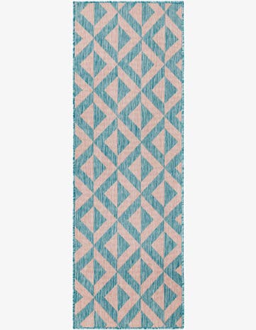 Pink and Aqua Easy-Clean Jill Zarin Napa Indoor / Outdoor Runner Rug