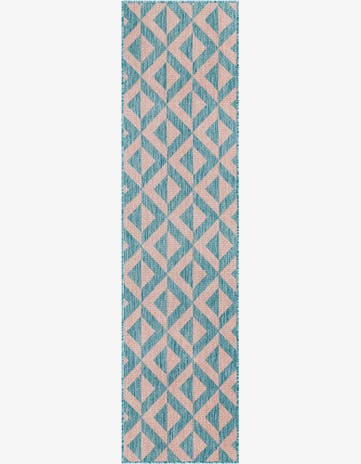 Pink and Aqua Easy-Clean Jill Zarin Napa Indoor / Outdoor Runner Rug
