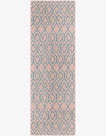Pink and Aqua Easy-Clean Jill Zarin Turks and Caicos Indoor / Outdoor Runner Rug