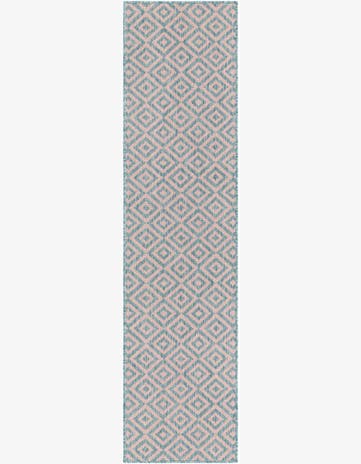 Pink and Aqua Easy-Clean Jill Zarin Costa Rica Indoor / Outdoor Runner Rug