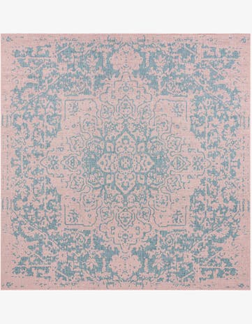 Pink and Aqua Easy-Clean Jill Zarin Dubai Indoor / Outdoor Square Rug