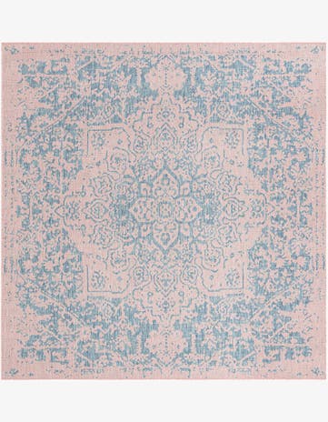 Pink and Aqua Easy-Clean Jill Zarin Dubai Indoor / Outdoor Square Rug