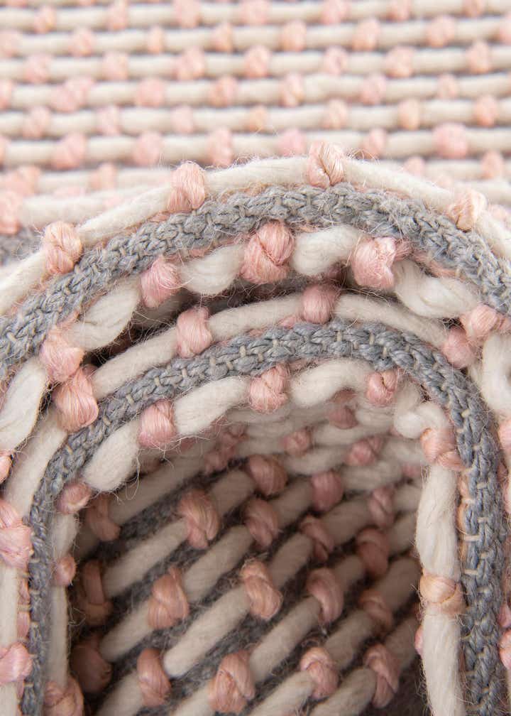 Custom Pink and Gray Hand Woven Seaside Pearl Jute Rug