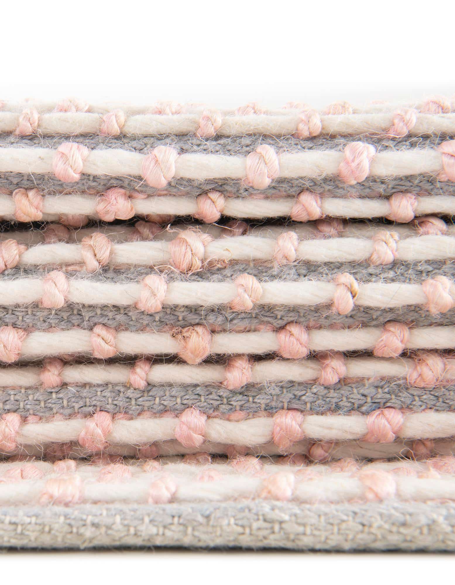 Custom Pink and Gray Hand Woven Seaside Pearl Jute Rug