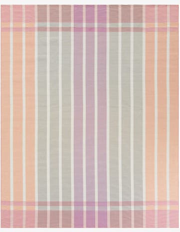 Pink and Lavender Easy-Clean Striped Indoor / Outdoor Rug