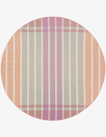 Pink and Lavender Easy-Clean Ribbon Indoor / Outdoor Round Rug
