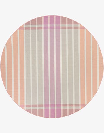 Pink and Lavender Easy-Clean Ribbon Indoor / Outdoor Round Rug