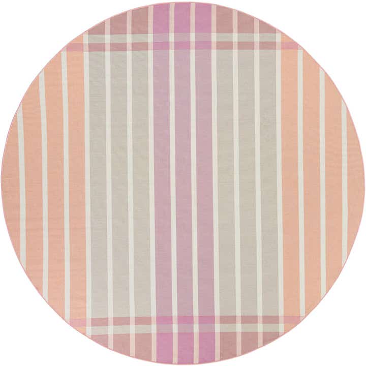 10' x 10' Easy-Clean Striped Indoor / Outdoor Round Rug