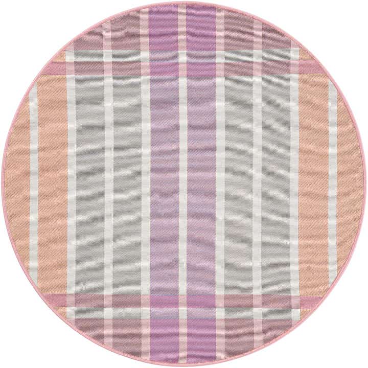 3' x 3' Easy-Clean Striped Indoor / Outdoor Round Rug