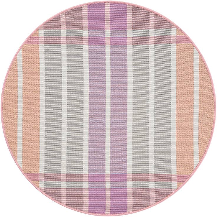 Detail image of 3' x 3' Easy-Clean Striped Indoor / Outdoor Round Rug