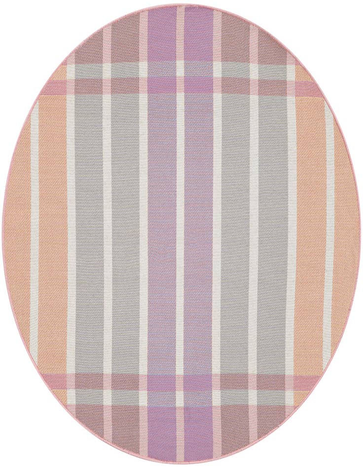 Detail image of 4' x 4' Easy-Clean Striped Indoor / Outdoor Round Rug